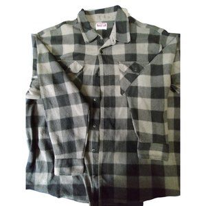 Wrangler®‎ Men's Long Sleeve Heavyweight Fleece Shirt | Gray Black Plaid 2XL